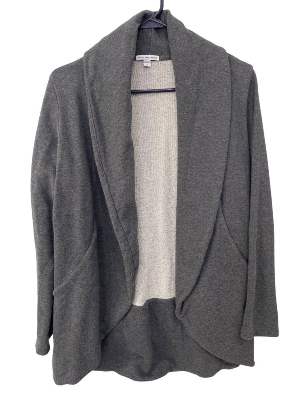 James Perse Cardigan Sweater Size XL Open Front Shawl Collar Long Sleeve Knitwea
